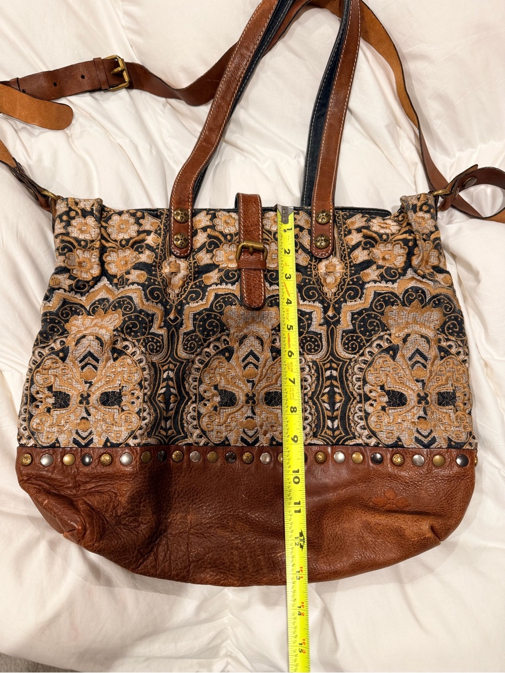 Patricia Nash Brown and Black Patterned Tote with Stud Accents - Picture 5 of 5